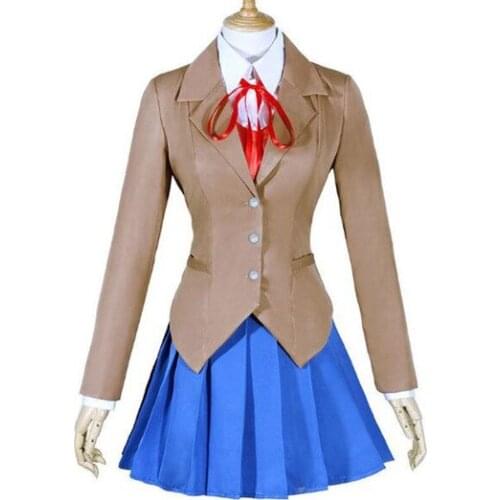 Game Doki Doki Literature Club Monika Cosplay Costume Sayori Yuri Natsuki School Uniform Outfit Suits for Girls Women