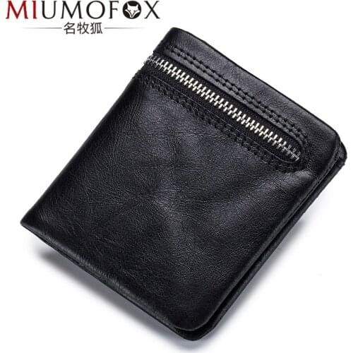 Mini Slim Men and Women Wallet Genuine Leather Mens Coin Purse Card Holder Fashion Short Clutch Bag Small Money Bag Purses