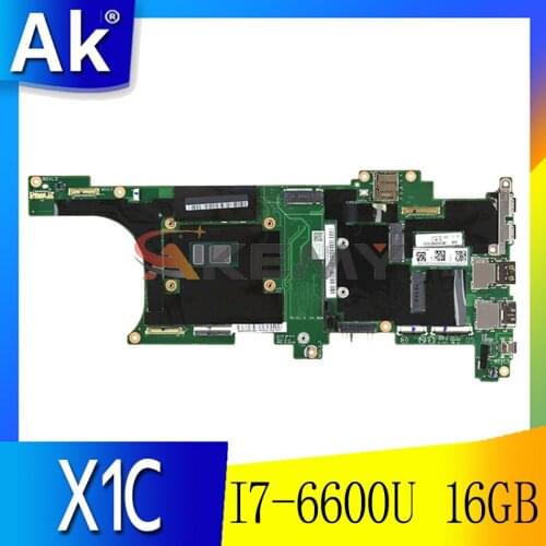 Laptop motherboard For LENOVO Thinkpad X1C I7-6600U 16GB Ram Mainboard DX120 NM-B141 01LV981 SR2F1 CPU