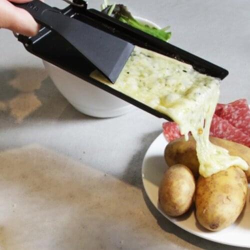 Metal Carbon Steel Mini Cheese Raclette Non-stick coating Candles Heated Baking Tray Foldable Handle With Spatula Cook Set