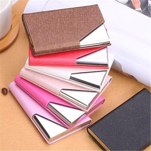 Fashion Business ID Credit Card Holder For Women Men Metal Aluminum Card Case PU Leather