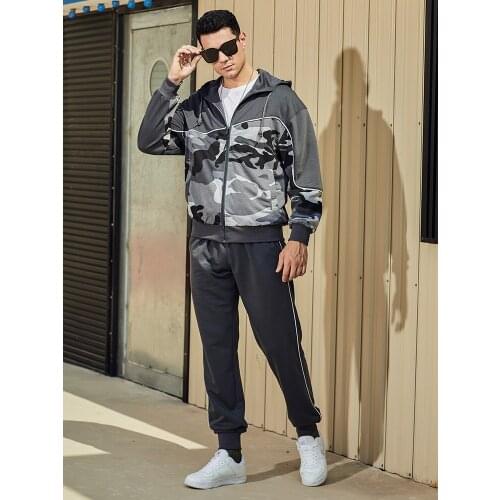 Mens Sets Hoodies+Pants Harajuku Army Pattern Sport Suits Casual Sweatshirts Tracksuit High-Quality 2021 New Autumn Daily Wear
