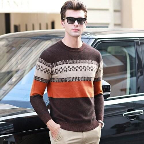 Mens fashion autumn / winter sweater Casual Striped Men O-Neck Pullovers Knitted Male Long Sleeve 2019 Mens Sweaters Knitwear