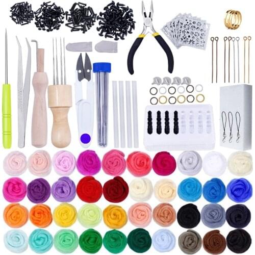 Nonvor Handcraft DIY Wool Felt Kit Handle Needle Starter DIY with Instruction Included for Felted Animal Gift Needle Felting Sup