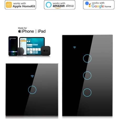 EU WiFi Wall Touch Sensor Switch Homekit Siri Control Smart Light Switch Interruptor No Neutral line Work With Apple Home Kit