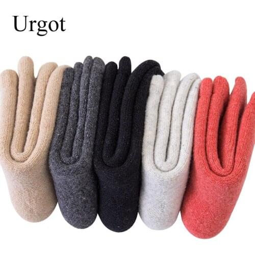 Urgot 5 Pairs Winter Thick Terry Socks Women Super Thick Wool Socks Casual Fashion Pure Color Rabbit Wool Warm Towel Socks Meias