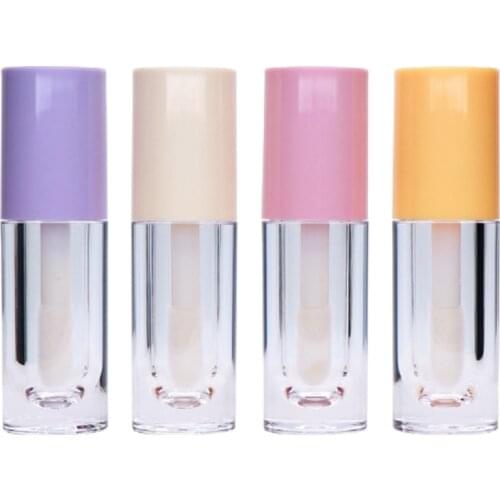 New 6.5ml Clear Lip Gloss Tube Colorful Lid Empty Plastic Round Packaging Container Liquid Lipstick Bottle With Wand 20/50pieces
