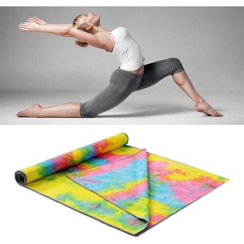 Tie-Dye Yoga Towel Sweat Absorbent Non-Slip Fitness Mat Blanket with Carry Bag G99D