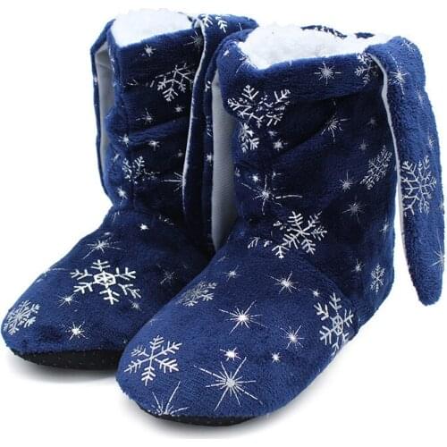 SunNY Everest floor sock boots winter women home slipper cotton warm plush indoor flats slipper black