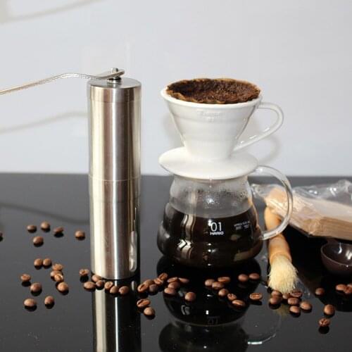 Silver Coffee Grinder Mini Stainless Steel Hand Manual Handmade Coffee Bean Burr Grinders Mill Kitchen Tool Crocus Grinders