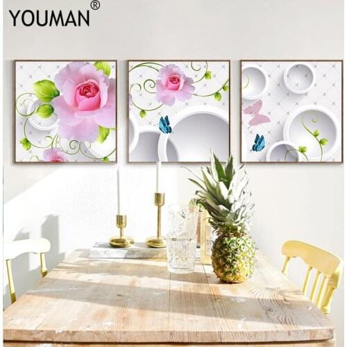 Modern 3D Photo Frameless Poster Painting Wallpaper Nordic Flower Posters Photo Studio Background Wallpaper Canvas Art Poster