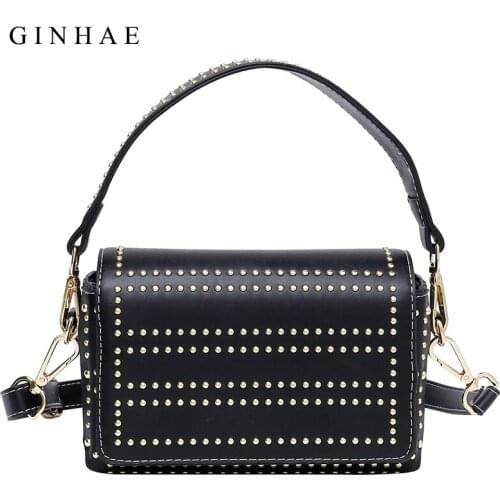 Designer Rivet Shoulder Bag Women Luxury Crossbody Bag 2021 Fashion PU Leather Handbags High Quality Top Handle Bag Sac A Main