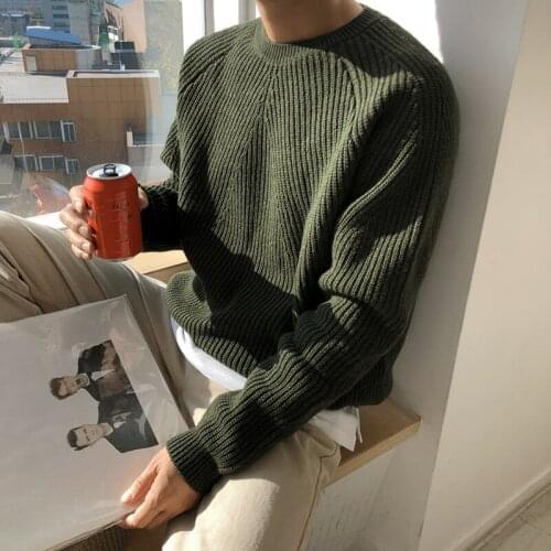 2021 Autumn Winter Sweater Mens Warm Fashion Retro Casual Knitted Pullover Men Wild Loose Knitting Sweaters Mens Clothes F04