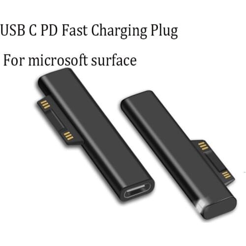 USB Type C PD Fast Charging Plug Converter for Microsoft Surface Pro 3 4 5 6 Go USB C Female Adapter Connector for Surface Book