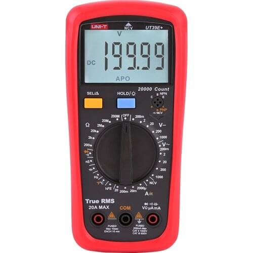 UNI-T UT39E+ Digital Multimeter AC/DC Voltage Big Capacitance & Temperature Tester Portable Digital Multimeter With NCV Audible