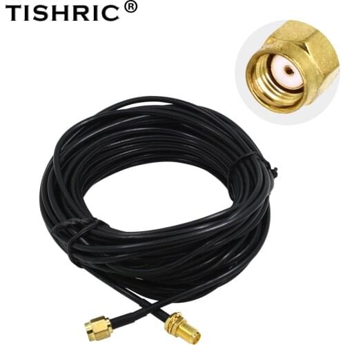 TISHRIC 9M Universal Wifi Antenna Extension Cable Male to Female RG174 RP-SMA Pure Copper Gold Plated Wi-Fi For Router Wlan