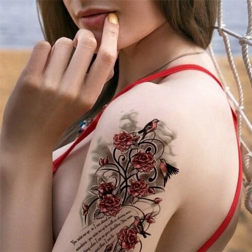 Waterproof Temporary Tattoo Sticker Flower Rose Flash Tattoos Lalash Tattoos Snake Lion Body Art Arm Fake Sleeve Tatoo Women