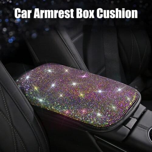 High Quality Crystal Diamond Car Center Console Cover Luster Crystal Arm Rest Padding Protective Case Car Accessories