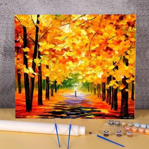 The Gold Fall DIY Painting By Numbers Set Oil Paints 50*70 Painting On Canvas Handmade For Children Wholesale