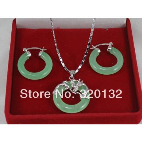 25mm Light Green dragon pendant hood earring Jewelry set plated Jewellery sets