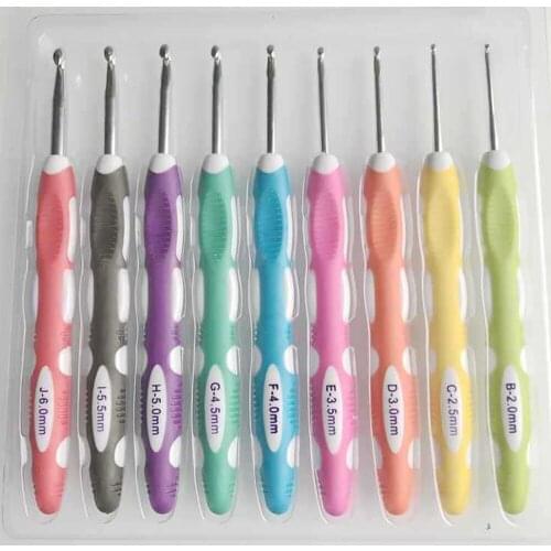 9PCS/SET Random Color Sweater Needle Preparation Tool TPR Plastic Handle Aluminum Crochet Sewing Accessories DIY Hand-Made Tool