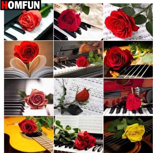 HOMFUN Diamond Painting Full Square/Round Diamond "Rose flower" Pattern Embroidery Cross Stitch 5D Rhinestone Painting