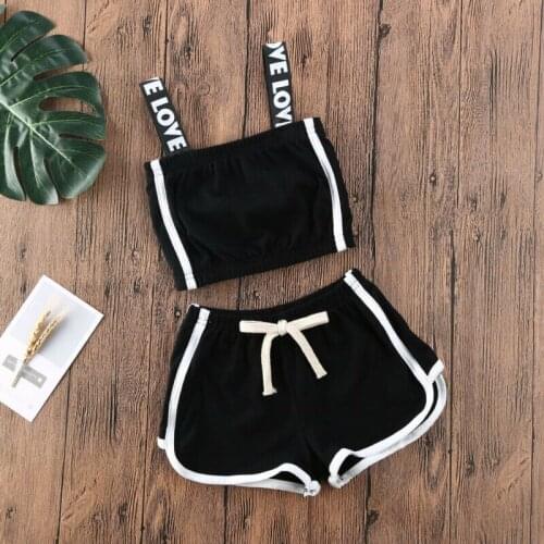 Infant Kids Baby Girl Kids Sunsuit Clothes Solid Color Sling Tops Pants Outfits Tancksuit Clothes New Fashion 2021