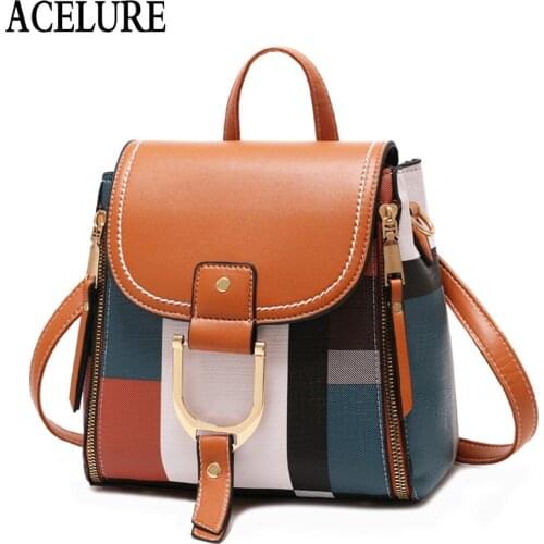 ACELURE Designer Backpacks Women PU Leather Backpacks Female School Bags for Teenager Girls Laides Travel Back Bag Retro Bagpack