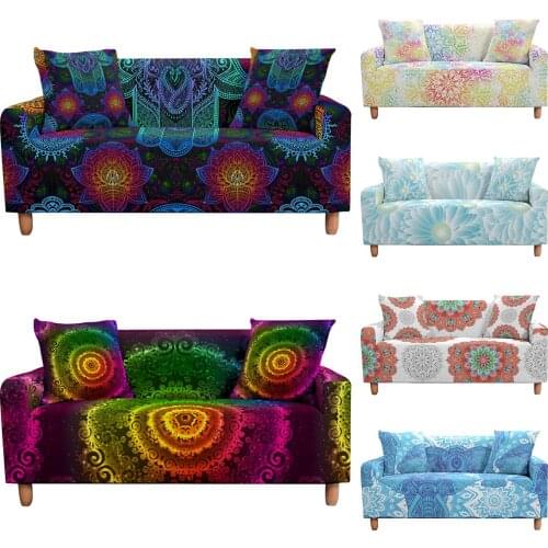India Mandala Elastic Sofa Covers for Living Room Modern Sectional Corner Sofa Slipcovers Dustproof Couch Cover Chair Protector