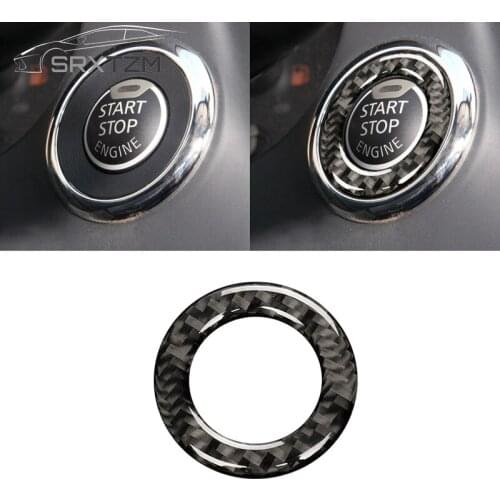 Carbon Fiber Black Ignition Push Button Ring Cover Engine Start Stop Decor Trim Fit for Infiniti Q50 2014-2016 2017 2018