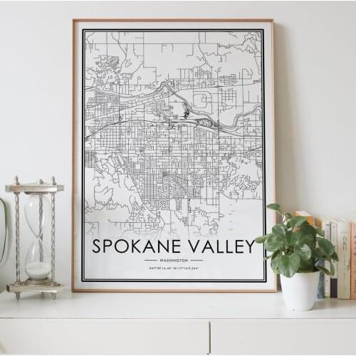 SPOKANE VALLEY Washington WA usa city map Nordic Living Room Decoration Canvas Poster Modern Home Decor Art Print Painting