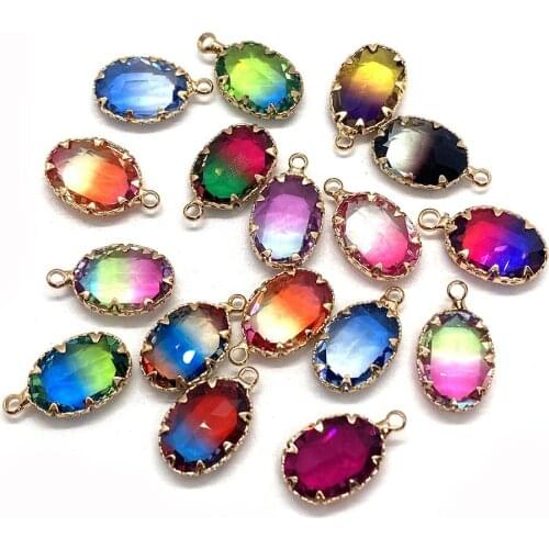Classic Oval Shape Pendant Jewelry Dazzling and Exquisite Chinese Fashion Lady Glamour Gradient Multicolor Holiday DIY Gift