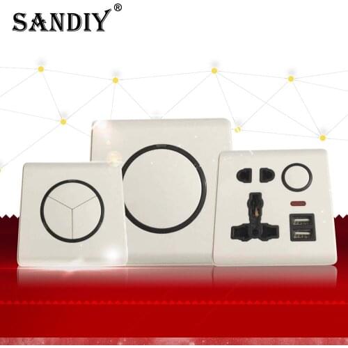 Round Wall Switch Usb Home High-Power Row Plug Wiring Socket Home Hotel Large Panel Switch Socket Sanel