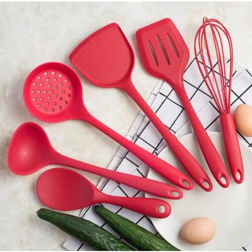 Kitchen Silicone Non-stick Cooking Spoon Spatula Ladle Egg Beaters Utensils Dinnerware Set Cooking Tools Accessories Supplies