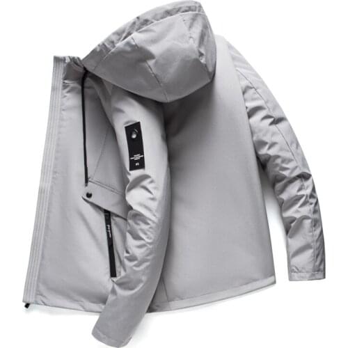 Hawaifish brand Mens Jacket Autumn Korean Trend Hooded Slim Workwear male Spring and Autumn Solid Color fashion Casual Top men