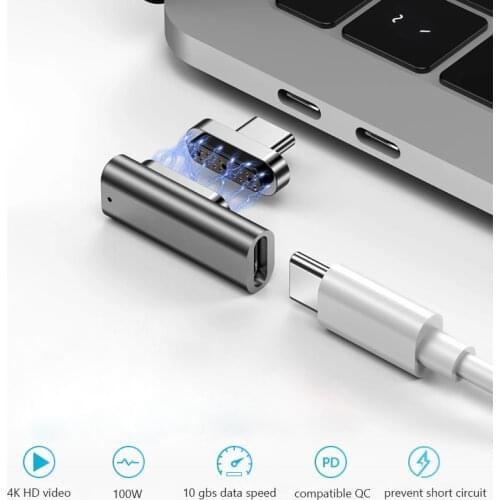 20 pin Magnetic USB C type-C Adapter USB3.1 Type C Power Fast Charge PD100W splitter for macbook laptop PC Mobile phone