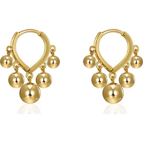 Small Hoop Earrings Simple Minimal Earring Stud with Little Metal Balls Bohemia Tassel Earrings Charming Ear Jewelry for Women