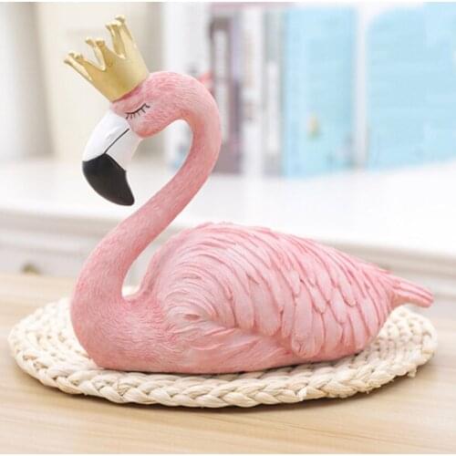 1pcs Fashion Desk Decoration Resin Big Flamingo Ornaments Figurines Home Decor Resin Craft Wedding Lovers Creative Gift