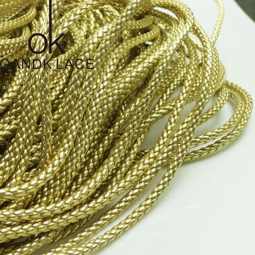 New 3/lot Golden Silk Lace Trim For Garment Accessories Decoration Sew On Guipure Lace Fabric GOLD CORD Flat rope
