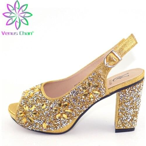 New African Women Wedding Shoe Woman Open Toe Ladies Pumps Women Shoes Party Wedding Shoes Decorated with Rhinestone Rubber