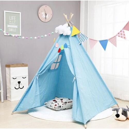 1.1M Portable Childrens Tent Toy Cotton Carva Kids Tent Tipi Teepee Childrens House Indoor Childrens Hut Playhouse Baby Tents