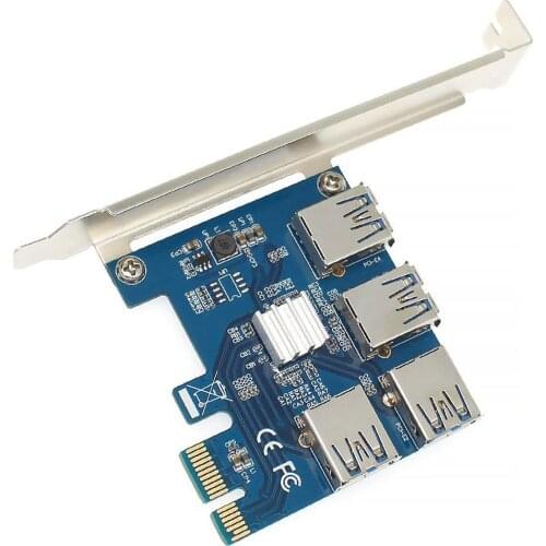 PCIe 1 to 4 16X Slots Riser Card PCI-E 1X to External 4 PCI-e USB 3.0 Adapter Applicable Slot: PCI-E X1 , X4 , X8 ,X16