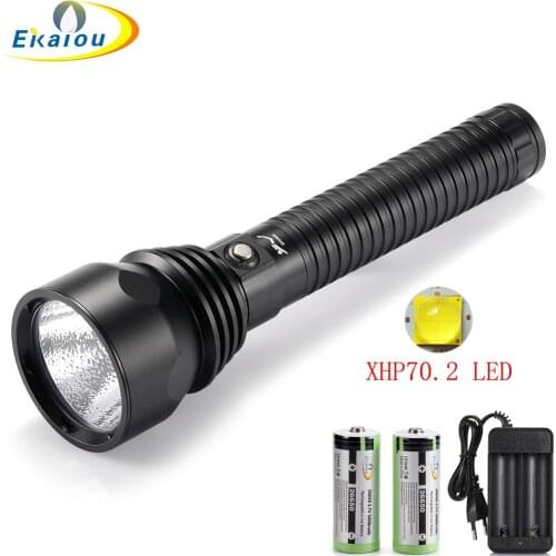 White / Yellow Light Profession Powerful XHP70.2 LED Diving Flashlight 150m Underwater Waterproof Dive Torch Camping Lingt Kit