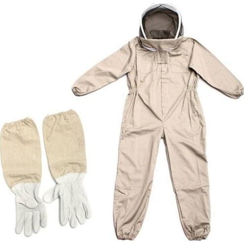 Professional Ventilated Full Body Beekeeping Bee Keeping Suit with Leather Gloves-ABUX