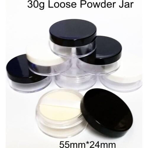 6pcs/Pack 30g/30ml Empty Loose Powder Jar with Sifter Puff Cosmetic Plastic Powder Compact Refillable Makeup Case Travel Bottle