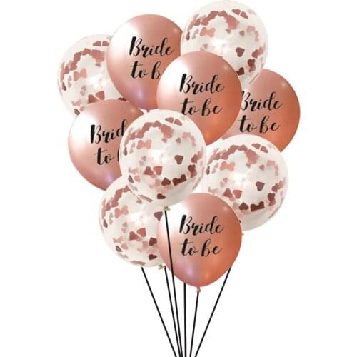 QIJOYJU 10pcs Bride To Be Latex Balloons Heart Confetti Balloon Wedding Decoration Bachelorette Hen Party Ballon Supplies