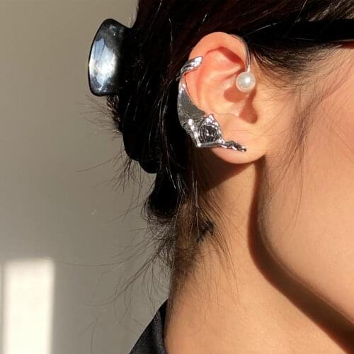 Korea Spring New Irregular Tin Foil Stud Earrings Female Punk Design Personality Pearl Earrings for Women Girls Couple Jewelry