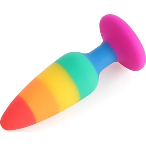 Silicone Rainbow Female/Male Anal Plug Dildo Stimulator Prostate Butt Plug Massager Adult Game BDSM Sex Toys For Women