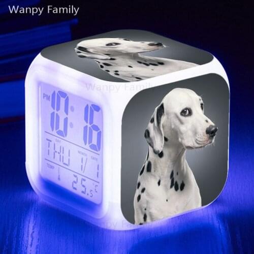 Funny Facial Expression Dog LED Alarm Clock 7 Color Glowing Digital Alarm Clock For Kids Gift Multifunction Flash Watche Clock