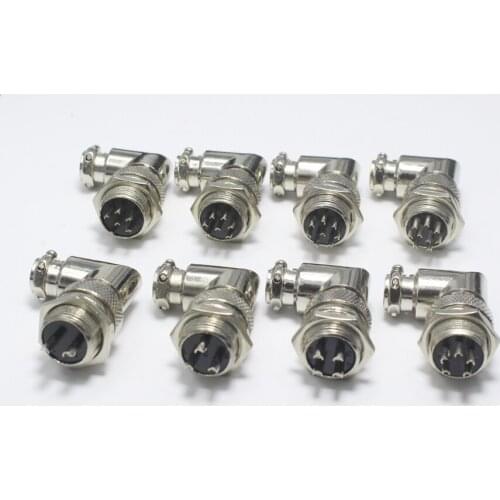 1Set GX16 90 Degree Right Angle XLR 16mm Elbow 2 3 4 5 6 7 8 9 Pin Female Plug Male Chassis Mount Socket Aviation Connector